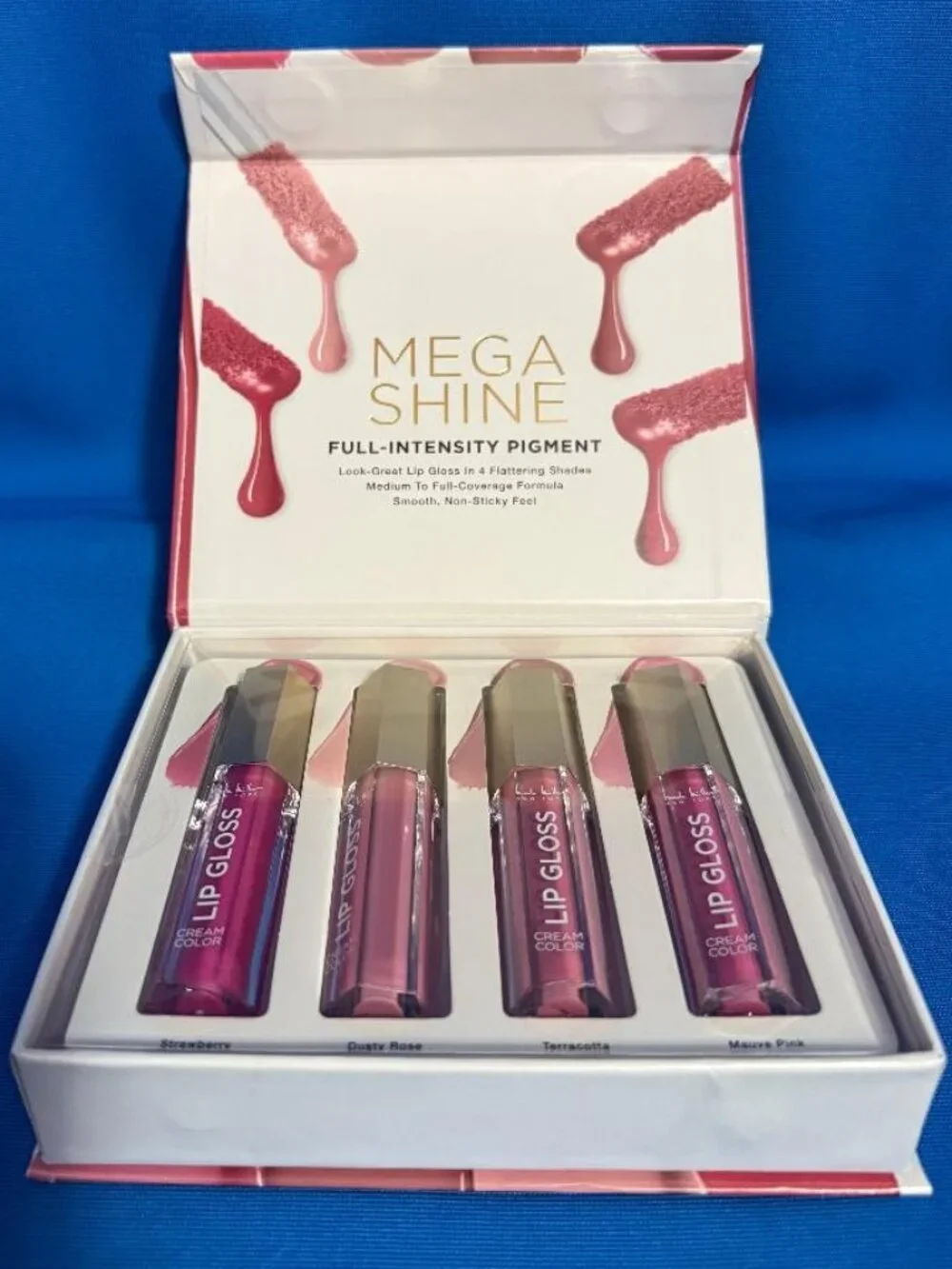 NICOLE MILLER NEW YORK 4 PACK ROSY NUDE HIGH SHINE SHADES CREAM COLOR LIP GLOSS